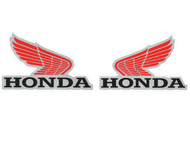 Naklejka HONDA - 14,5 x 9,5cm srebrno-czerwona (komplet P+L)