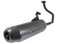 Tłumik GY6  50/80 - ROMET, ROUTER, BARTON, JUNAK, KYMCO, ZIPP i inne skutery z silnikiem 4T, czarny z kolankiem - sportowy