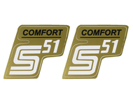 Naklejka S51 COMFORT - 10,5 x 10cm czarno-złota, komplet P+L (do motorowerów SIMSON)