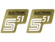 Naklejka S51 ELECTRONIC - 10,5 x 10cm czarno-złota, komplet P+L (do motorowerów SIMSON)