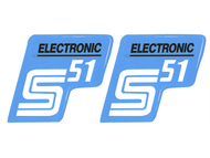Naklejka S51 ELECTRONIC - 10,5 x 10cm czarno-niebieska, komplet P+L (do motorowerów SIMSON)