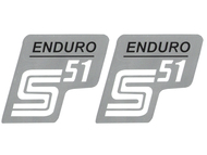 Naklejka S51 ENDURO - 10,5 x 10cm czarno-srebrna, komplet P+L (do motorowerów SIMSON)