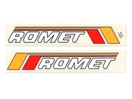 Naklejka ROMET - 20,5 x 3cm biało-czerwono-żółta (komplet P+L)