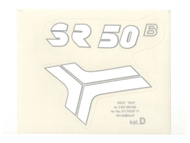Naklejka SR50 - 8,5 x 8cm biało-srebrna (do motorowerów SIMSON)