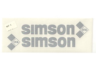 Naklejka SIMSON - 16,5 x 4,5cm srebrna, komplet P+L (do motorowerów SIMSON SR50, SR80)