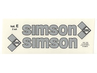 Naklejka SIMSON - 16,5 x 4,5cm srebrno-czarna, komplet P+L (do motorowerów SIMSON SR50, SR80)