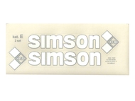 Naklejka SIMSON - 16,5 x 4,5cm biało-srebrna, komplet P+L (do motorowerów SIMSON SR50, SR80)