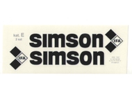 Naklejka SIMSON - 16,5 x 4,5cm czarno-srebrna, komplet P+L (do motorowerów SIMSON SR50, SR80)