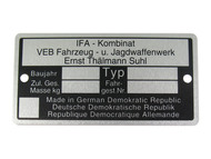 Tabliczka znamionowa SIMSON-IFA