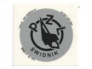 Naklejka PZL Świdnik - 8 x 8cm czarno-srebrna (do motocykli WSK)