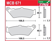 Klocki hamulcowe TRW-LUCAS MCB671 (FA209, FA209/2) - APRILIA ETV 100, Pegaso 650; BENELLI Imperiale 400, Leoncino 500 Trial, TRK502X; HONDA CB500, NT650, NX650; YAMAHA DT125R, XT660 R