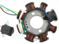 Stojan alternatora do silnika 139/147/152FMB (8 cewek, 5 przewodów, kostka żeńska 3p) - do motorowerów Romet, Router, Junak, Barton, Benzer, GB Motors, Kingway, Zumico, Zipp i innych 50/70/110 cm3