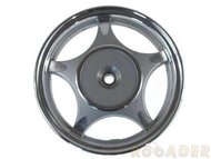 Koło 10" x 2,15 (felga) - WILGA, VAPOR i inne skutery z silnikiem czterosuwowym GY6 50/80cm3 (tył, aluminiowa, srebrna, 19 frezów)