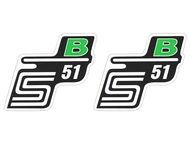 Naklejka S51 B  - 11 x 11cm czarno-zielona, komplet P+L (do motorowerów SIMSON)