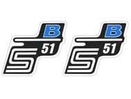Naklejka S51 B - 11 x 11cm czarno-niebieska, komplet P+L (do motorowerów SIMSON)