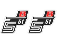 Naklejka S51 B - 11 x 11cm czarno-czerwona, komplet P+L (do motorowerów SIMSON)