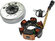 Stojan alternatora PIAGGIO, GILERA 2T - 12V, 65W (6 kabli / kostka) + koło magnesowe