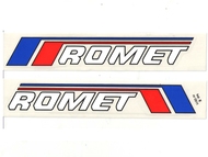 Naklejka ROMET - 20,5 x 3cm biało-czerwno-niebieska (komplet P+L)