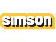 Naklejka SIMSON - 20,5 x 5,5cm, biało-czarno-żółta (do motorowerów SIMSON S51, S70)