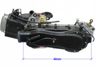 Silnik GY6 kompletny - 150cm3, długość napędu 44cm + gaźnik, moduł, cewka - do maxiskuterów Romet, Barton, Junak, Zipp i innych chińskich 125 i 150cm3 