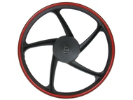 Koło 17" x 1,20 (felga) - FERRO 900, ZIPP JZV-50 (przód, aluminiowa, czarno-czerwona, hamulec bębnowy!)