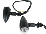 Kierunkowskaz uniwersalny C-3013 LED, kropla, czarno/biały, metalowa obudowa (komplet, prawy+lewy)