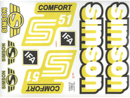 Naklejka SIMSON S51 COMFORT biało-żółto-czarna (komplet na cały pojazd)