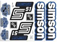 Naklejka SIMSON S51 COMFORT biało-czarno-granatowa (komplet na cały pojazd)