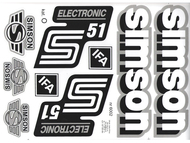 Naklejka SIMSON S51 ELECTRONIC biało-czarno-srebrna (komplet na cały pojazd)