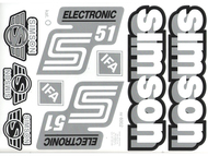 Naklejka SIMSON S51 ELECTRONIC biało-srebrno-czarna (komplet na cały pojazd)