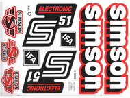 Naklejka SIMSON S51 ELECTRONIC biało-czarno-czerwona (komplet na cały pojazd)