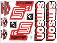 Naklejka SIMSON S51 ELECTRONIC biało-czerwono-czarna (komplet na cały pojazd)