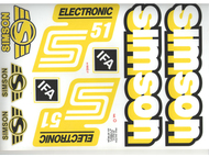 Naklejka SIMSON S51 ELECTRONIC biało-żółto-czarna (komplet na cały pojazd)