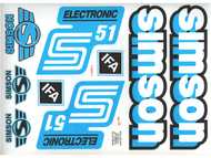 Naklejka SIMSON S51 ELECTRONIC biało-niebiesko-czarna (komplet na cały pojazd)