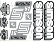 Naklejka SIMSON S51 ENDURO biało-srebrno-czarna (komplet na cały pojazd)
