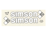 Naklejka SIMSON - 16,5 x 4,5cm biało-czarna, komplet P+L (do motorowerów SIMSON SR50, SR80)