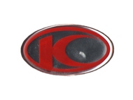 Naklejka do KYMCO, logo "K" 3D srebrno-czerwone - na przednią obudową do Vitality (30mm)
