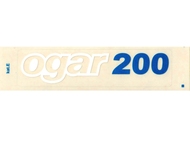 Naklejka OGAR 200 - 13 x 3cm biało-niebieska (do motoroweru ROMET Ogar 200)