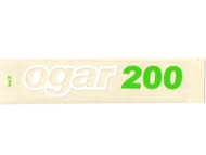 Naklejka OGAR 200 - 13 x 3cm biało-zielona (do motoroweru ROMET Ogar 200)