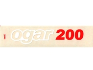 Naklejka OGAR 200 - 13 x 3cm biało-czerwona (do motoroweru ROMET Ogar 200)