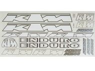 Naklejka KTM komplet ENDURO - 32 x 14,5cm biało-srebrna