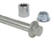 Oś koła przód JUNAK 901, 902, 904, 905, 905F, 906, ADV 50, 121, 122, 126, 128, 121FL, RZ125, Racer 125, S125 (średnica 12mm / długość 210mm/225mm / gwint M12x1,25), komplet z tuleja i nakrętką