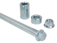 Oś koła tył JUNAK 901, 902, 121, 122 (średnica 15mm / długość 245mm/260mm / gwint M14x1,5), komplet z tulejkami i nakrętką