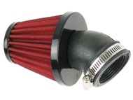 Filtr powietrza stożek CZERWONY/CZARNY - łącznik wygięty 45° ø40mm i ø48mm