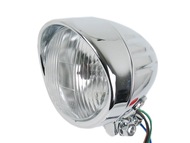 Lampa przednia do motocykli uniwersalna 4" chrom (żarówka H4) z daszkiem