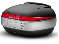 Kufer motocyklowy tylny 50 L - SHAD typ SH50, czarno-srebrny + płyta montażowa + oparcie!