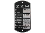 Tabliczka znamionowa ZZR - ROMET Komar typ MR 232