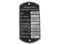 Tabliczka znamionowa WFM - typ M06