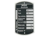 Tabliczka znamionowa WSK - typ M