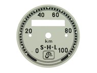 Tarcza licznika (cyferblat) SHL do 100km/h, biała - średnica 55mm